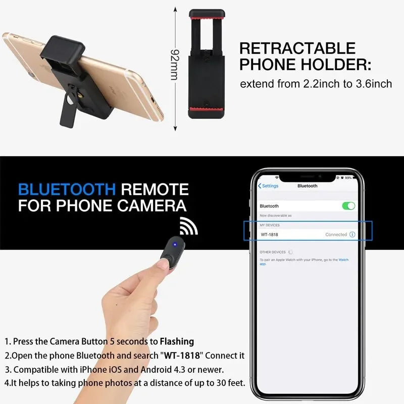 Camera Tripod Stand Professional Video for Phone Xiaomi HUAWEI Iphone Gopro Selfie Remote Control Extendable Photography