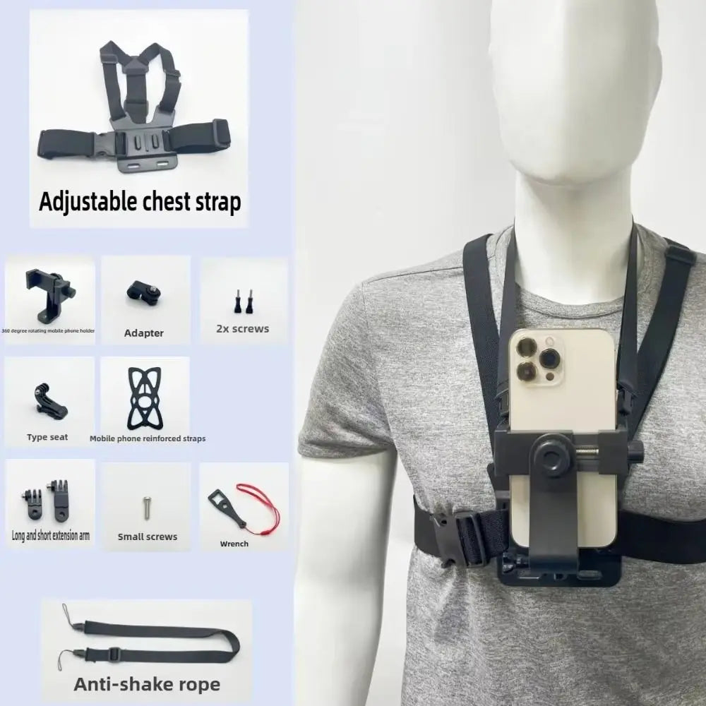 10 in 1 Phone Clip Holder Adjustable Universal Chest Mobile Phone Holder Anti-Drop with Chest Strap for /Iphone/Samsung
