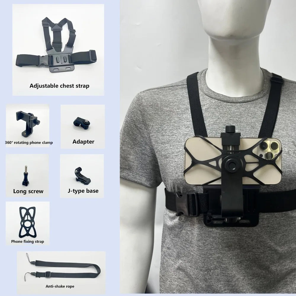 10 in 1 Phone Clip Holder Adjustable Universal Chest Mobile Phone Holder Anti-Drop with Chest Strap for /Iphone/Samsung