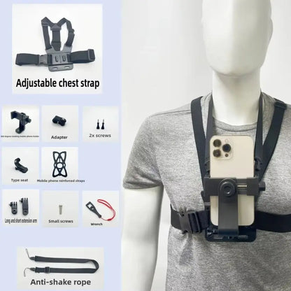 10 in 1 Phone Clip Holder Adjustable Universal Chest Mobile Phone Holder Anti-Drop with Chest Strap for /Iphone/Samsung