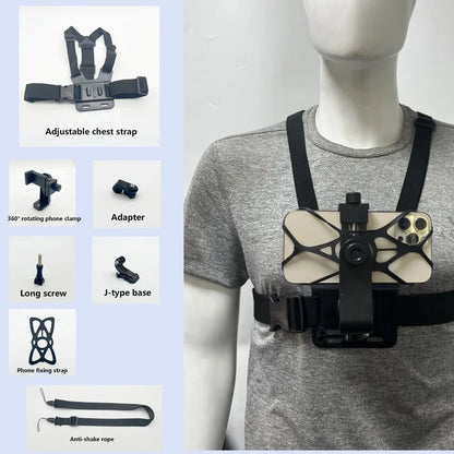 10 in 1 Phone Clip Holder Adjustable Universal Chest Mobile Phone Holder Anti-Drop with Chest Strap for /Iphone/Samsung