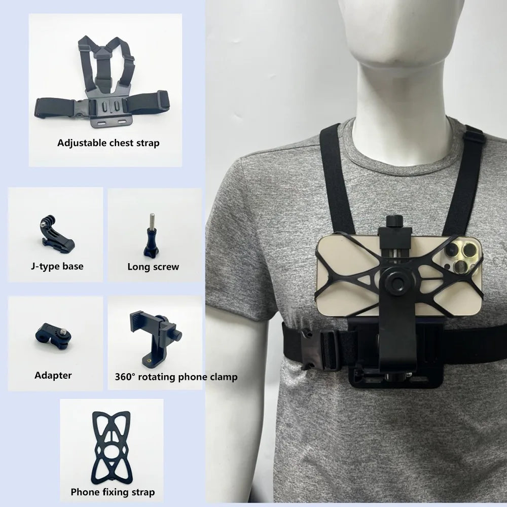 10 in 1 Phone Clip Holder Adjustable Universal Chest Mobile Phone Holder Anti-Drop with Chest Strap for /Iphone/Samsung
